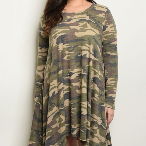 Last 1! OLIVE CAMOUFLAGE PLUS SIZE DRESS - Picture 2 of 7